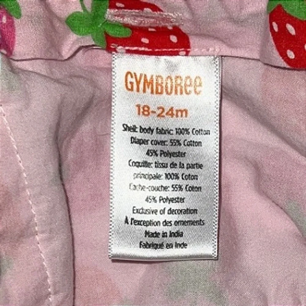 Gymboree Strawberry Ruffle Dress Pink 18-24M Cotton Poplin‎ Strawberry Patch EUC